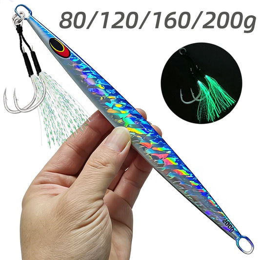 1PC 80g 100g 150g 200g Saltwater Metal Jigs Deep Sea Fishing Lure Vertical Speed Jigs