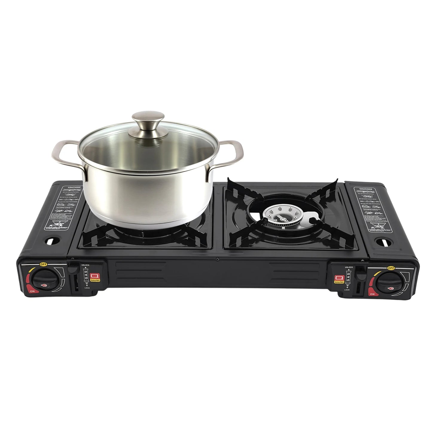 Portable Camping Stove 2500W Dual Burner Gas Stove with Baking Tray & Carry Case for Outdoor Camping Picnic RV Patio Cooking
