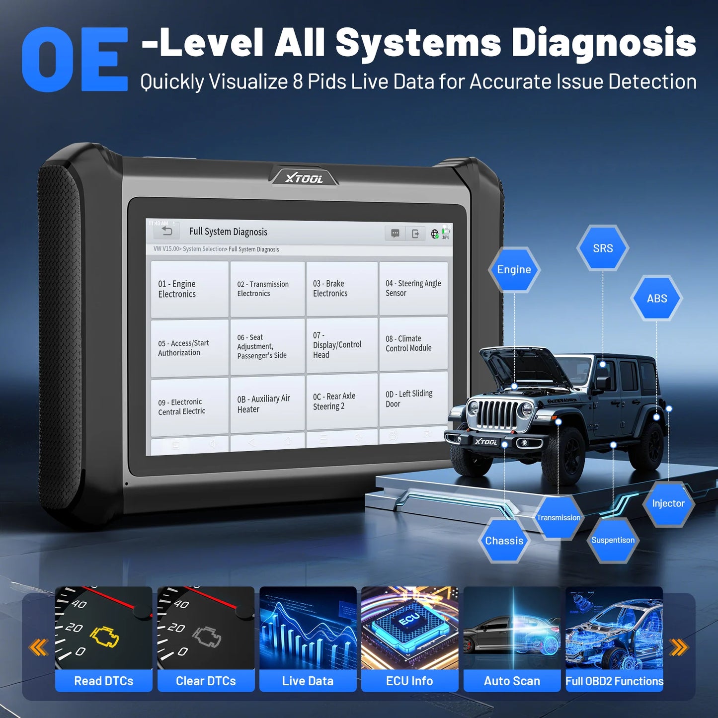 XTOOL X100 PADS Key Programmer Read/Write IMMO Chip Programming Smart Key Car Diagnostic Tool Automotive Scanner CANFD DOIP FCA