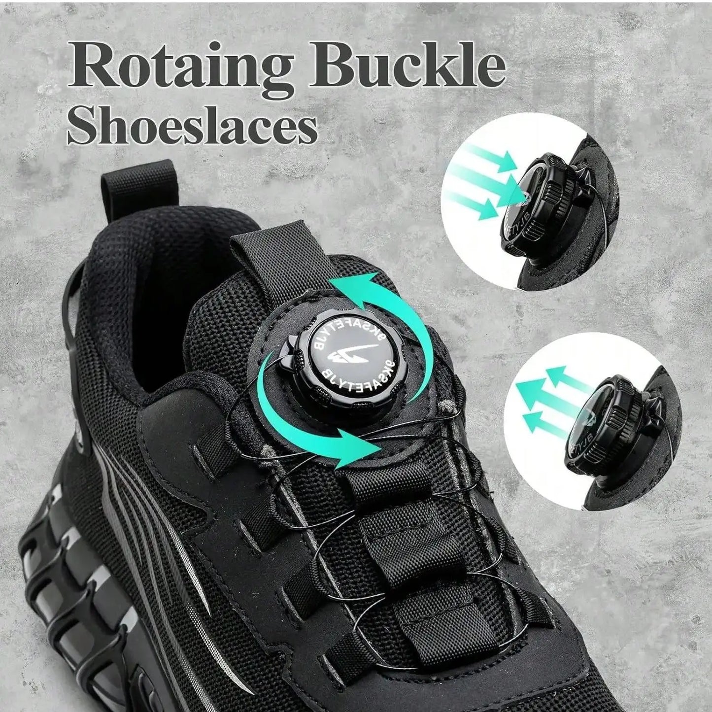 Rotary Button Safety Shoes 37-48 Size for Men, Men Women Steel Toe Cap Sneakers Lace-free Shoes Puncture-proof Anti-smash Boots