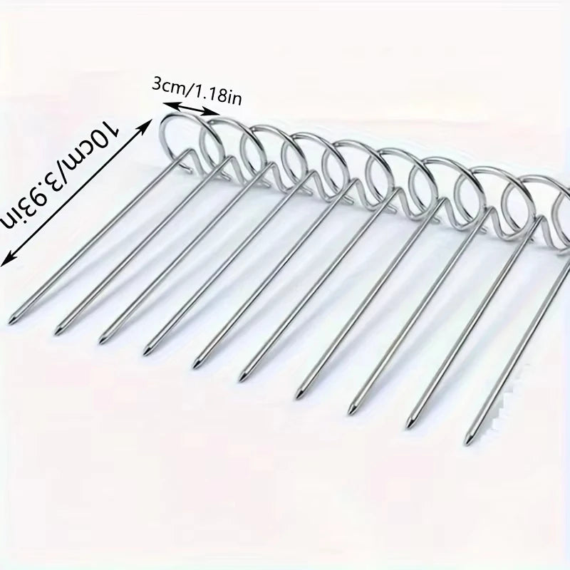 10pcs Air Fryer Oven, Vertical Grill, Skewer Grill, Universal Accessories, Food Grade 304 Stainless Steel Special Baking Needle