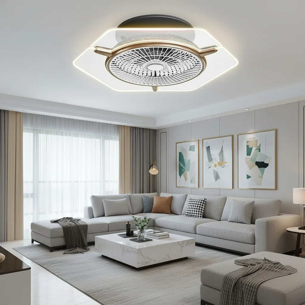Gold Modern Ceiling Fan Light 2880lm Lumens Ceiling Fan Light with Remote Control for Living Rooms, Dining Rooms, Bedrooms