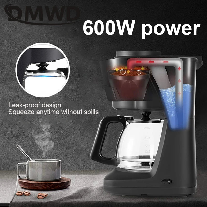 110V/220V Fully Automatic Drip Coffee Maker Multifunctional American Coffee Machine Tea Boiler Espresso Maker For Home Office