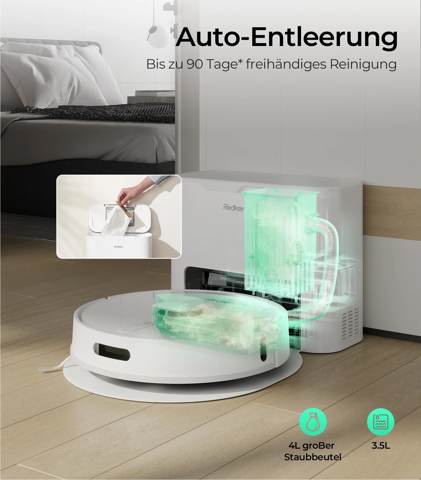 Robot Vacuum Cleaner Redkey R10 ,LiDAR Navigation,APP Control,4000PA Suction,Smart Home Mop,Floor Carpet Washing Tool(1000W)
