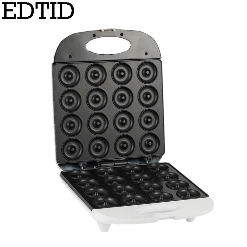 Mini Donut Maker Machine 1400W for Breakfast Snacks Desserts with Non Stick Surface Makes 16 Doughnuts Smart Temperature Control