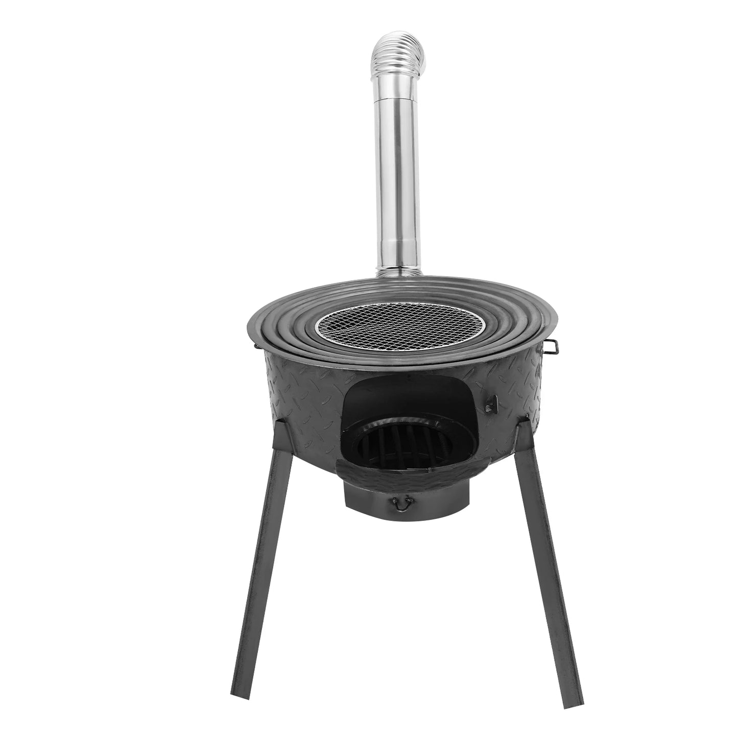 Camping Stove, Wood Burning Stove with 4 Burner Rings 20.5 Inch, Steel Outdoor Wood Stove for Cooking Heating Survival Camping