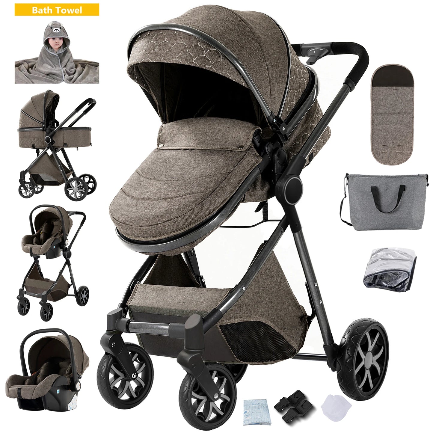 Baby stroller lightweight strollers 3 in 1 Baby carriage baby cart Baby carriage 3 in 1 Multiple stroller cradle for newborns