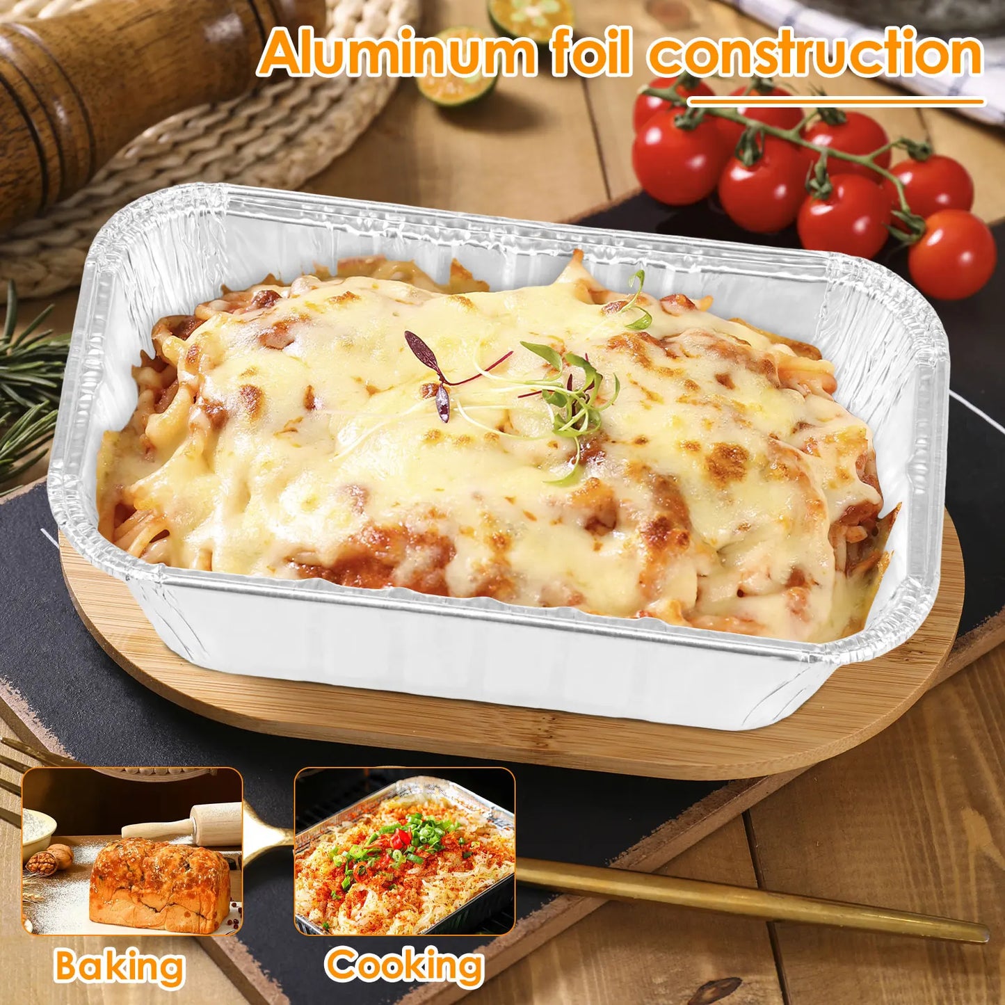 Aluminum Foil Pans Loaf Baking Trays Thickened Food Cooking Container BBQ Tray Non-Stick Cake Packing Boxes Kitchen Baking Tool