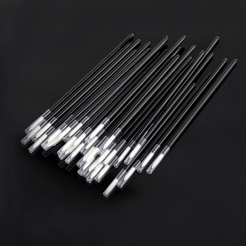 50/100pcs Makeups Eyeliner Brushes Fine Fiber Head Applicator Wand Extensions Cosmetic Brush With Cap Professional Makeup Tools