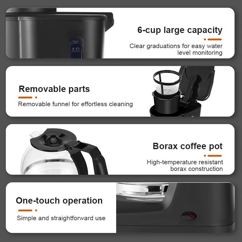 110V/220V Fully Automatic Drip Coffee Maker Multifunctional American Coffee Machine Tea Boiler Espresso Maker For Home Office