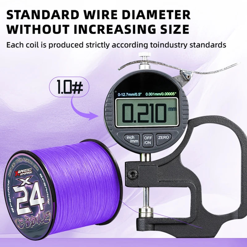 YGKX New Fishing Lines 24 Strands Braided PE Japan Smooth Multifilament Line 300/500/1000M Sea Fishing Carp Fly Wire line Tool