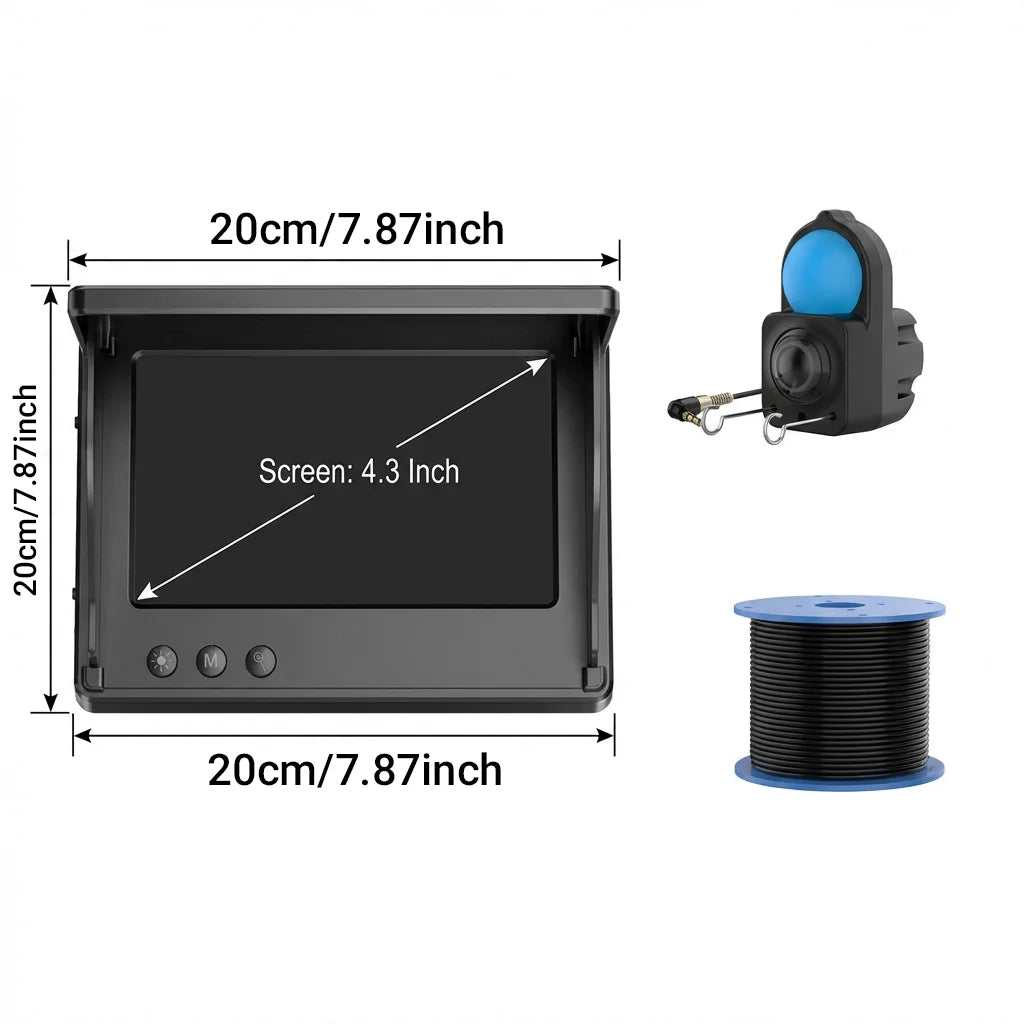 Underwater Fishing Camera,  Portable Fish Finder with 4.3" HD Monitor With Night Vision Lights for Lake Boat Ice Fishing