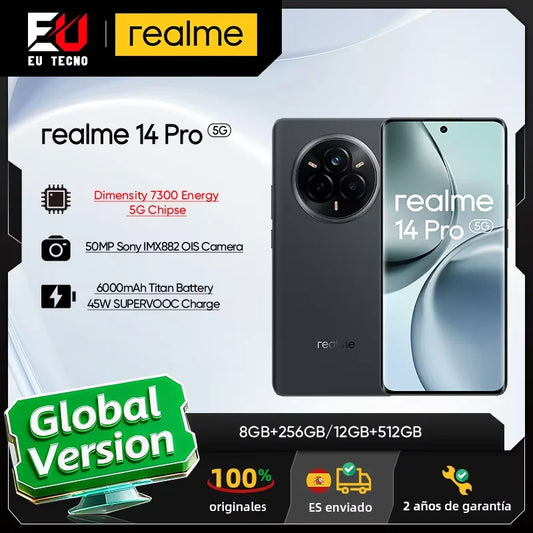 Global Version Realme 14 Pro 5g Smartphone 5g Dimensity 7300 Energy Processor Chipset Sony Imx882 Camera with Ois Screen