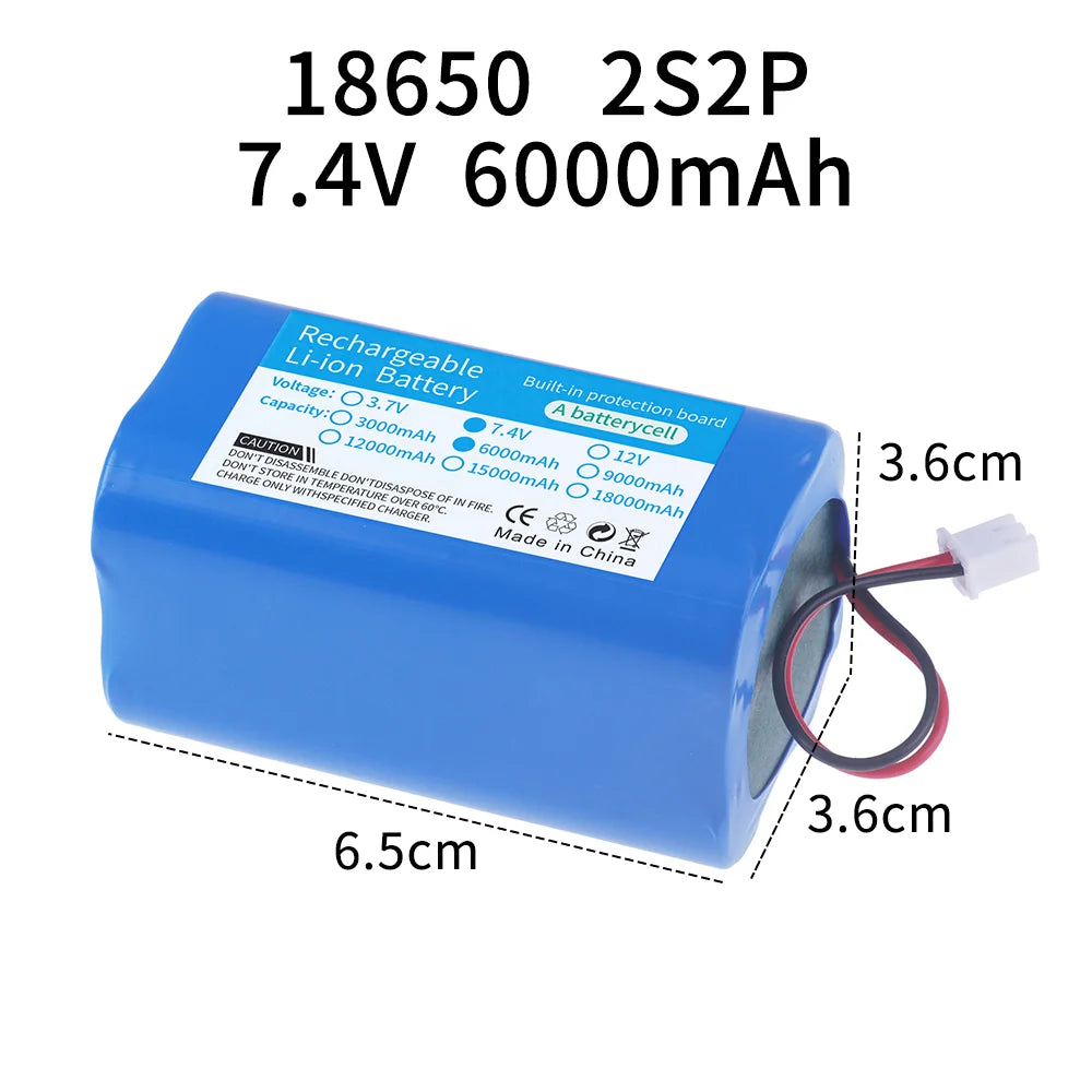 3.7v 7.4v 12v 18650 Li-ion battery 3000mAh 6000mAh 8000mah 9000mAh 12000mAh with PCB protection XH 2.54 2P Plug
