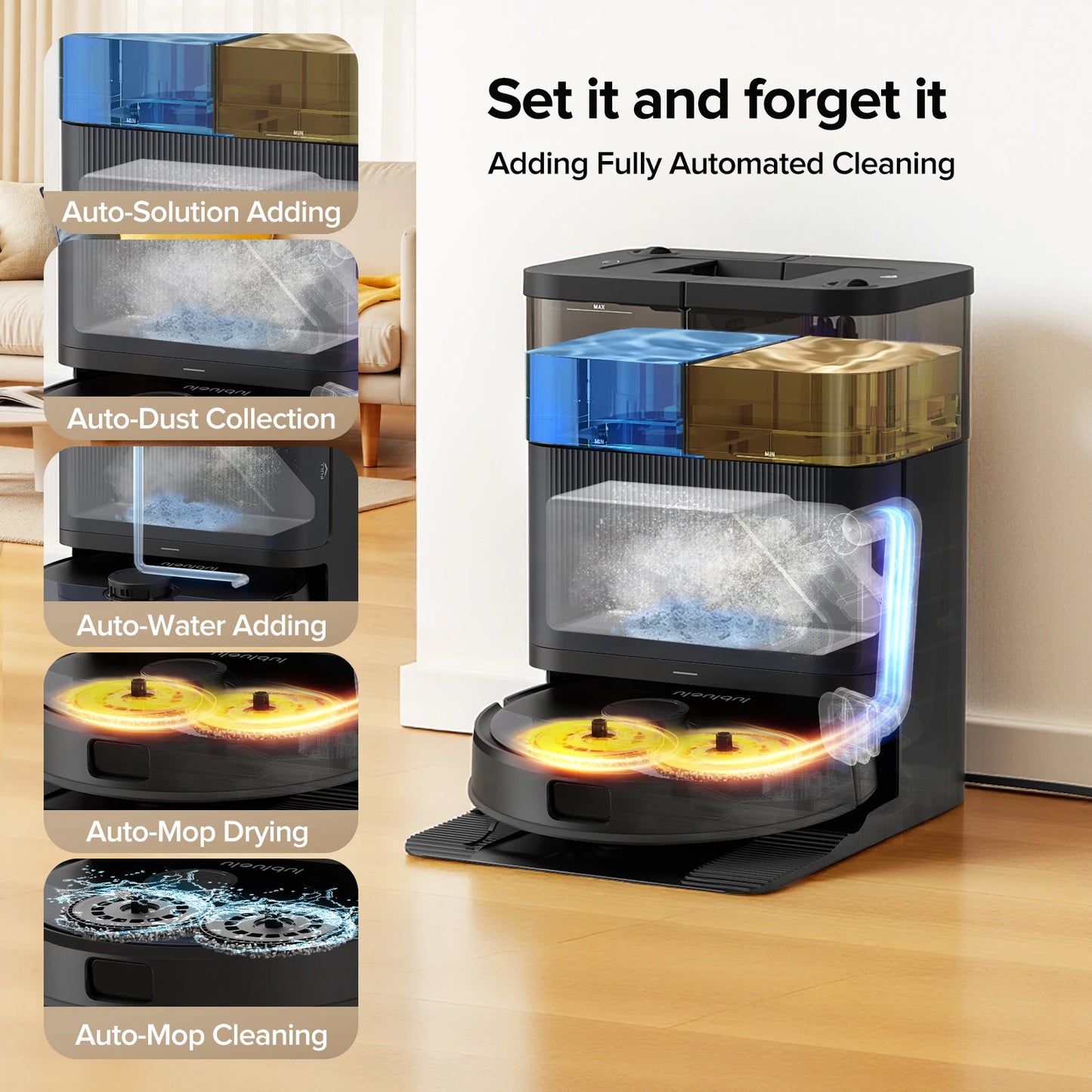 Lubluelu S1000 Robot Vacuum Mop with All-in-One Self-Clean Base - Auto Empty/Wash/Dry Mop Hands-Free 11000Pa 180min Runtime