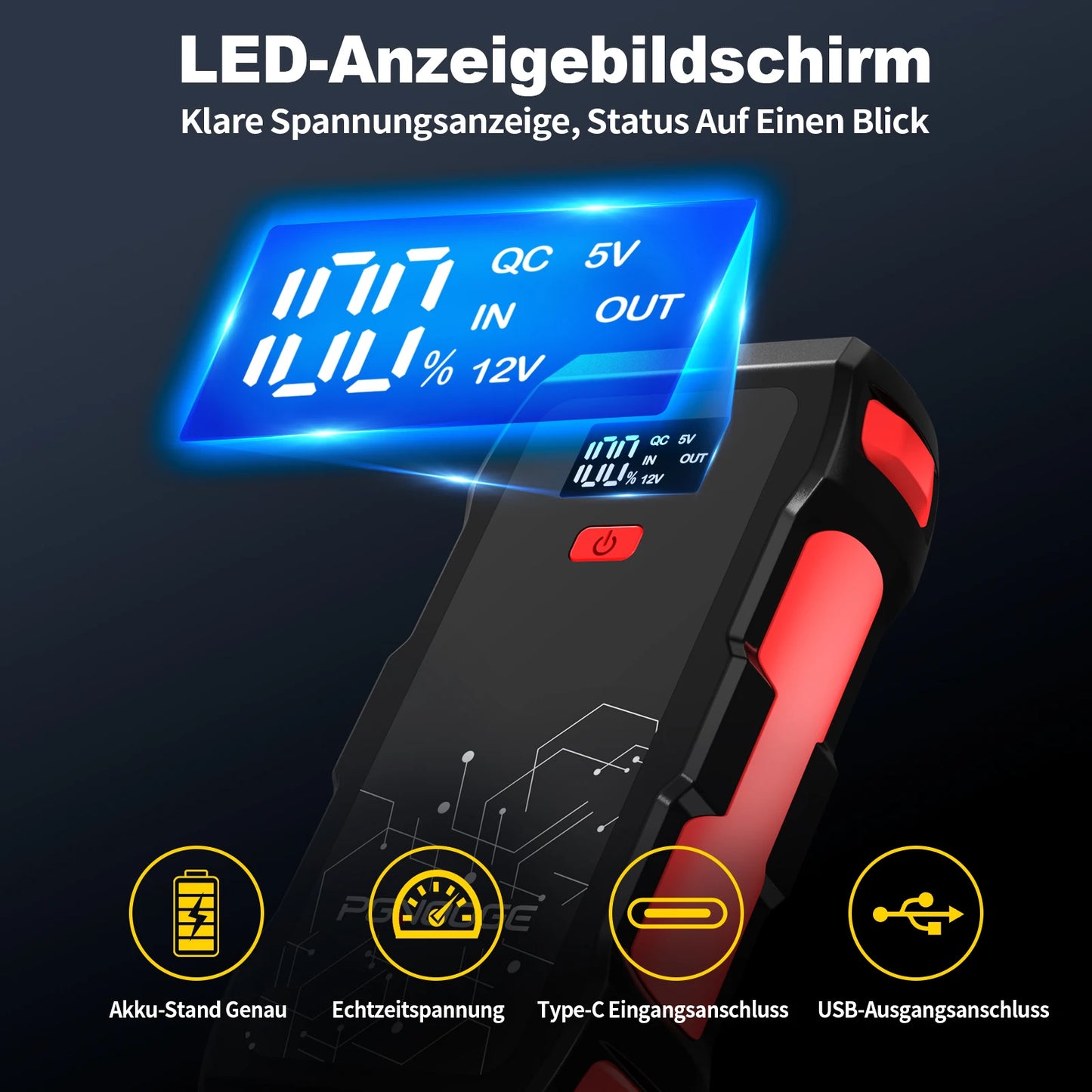 26800mAh 6000A Car Jump Starter, Car Battery Booster for All Gas and Up to 10L Diesel Engines, 12V Auto Emergency Jumper Starter