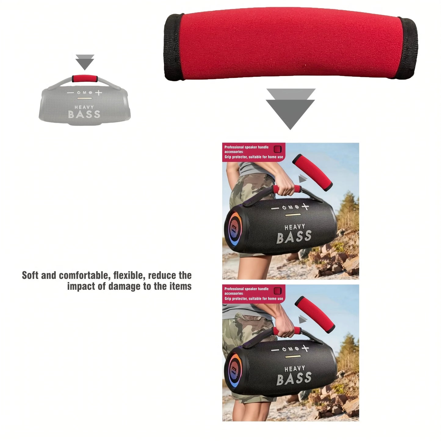 Speakers Handle Grip Wristband | Red Fabric, Durable & Comfortable, for Car Stereo Speakers Accessory | Durable Handle Grip