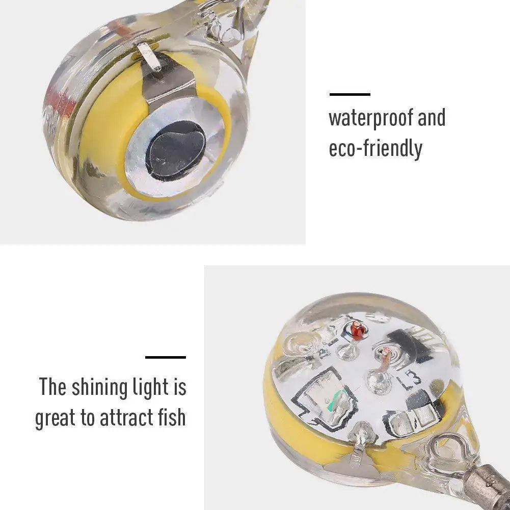 10pcs LED Attracting Fish Light Mini Deep Drop Underwater Eye Shape Fishing Light Squid Attractor Bait Luminous Lure Fish Lamp