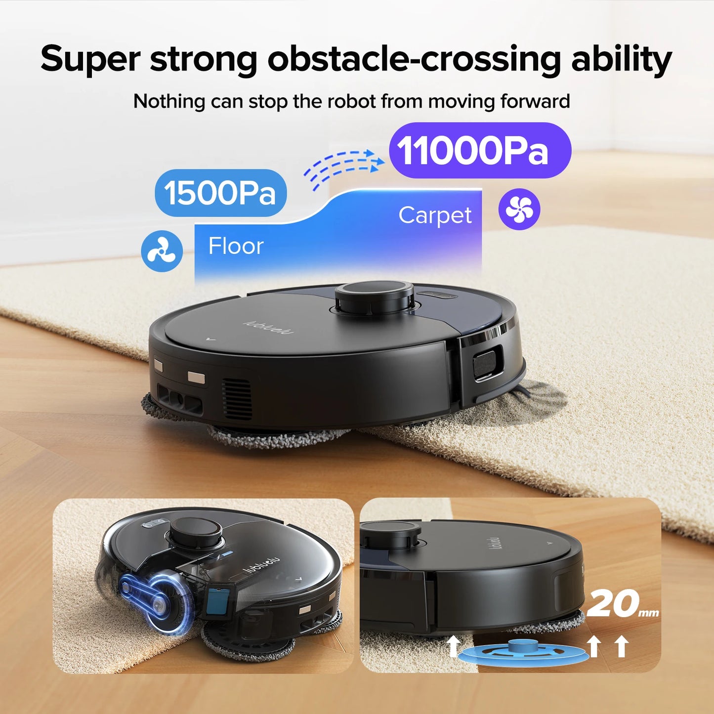 Lubluelu S1000 Robot Vacuum Mop with All-in-One Self-Clean Base - Auto Empty/Wash/Dry Mop Hands-Free 11000Pa 180min Runtime