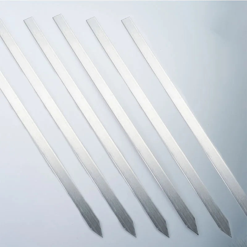 50cm Wide No-Wood Handle Flat Stainless Steel BBQ Skewers Shish Kebab Turkish Persian Grills Koubideh Iranian Brazilian European