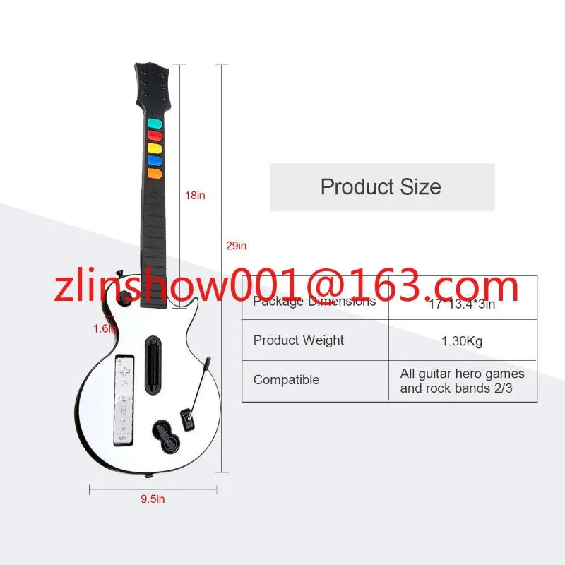 White Wireless Hero Rock Band With Straps WII Guitar Hero Controller for Hero and Rock Band Games