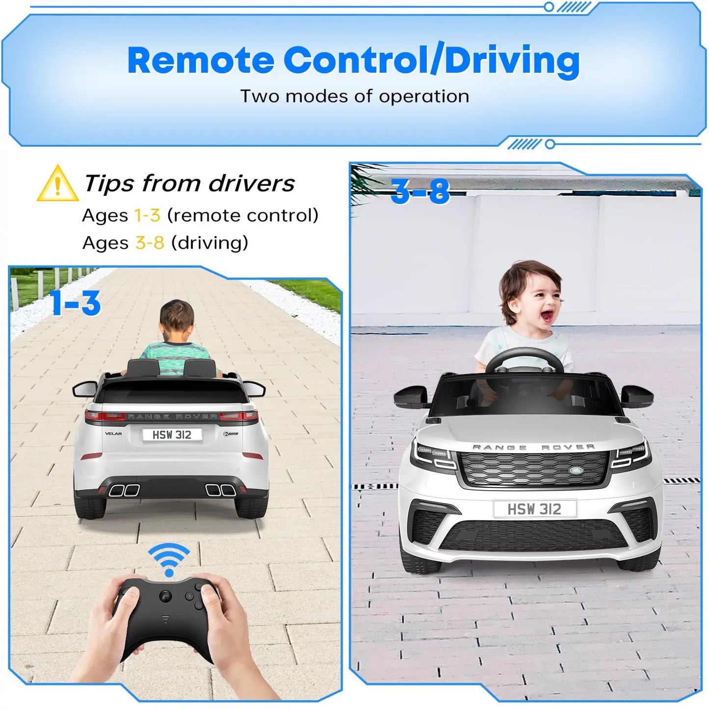 12V Kids Electric Ride-On Car, Parental Remote Control, Music & MP3, Electric Vehicle, Dual Driving Modes for Children 3 Years+