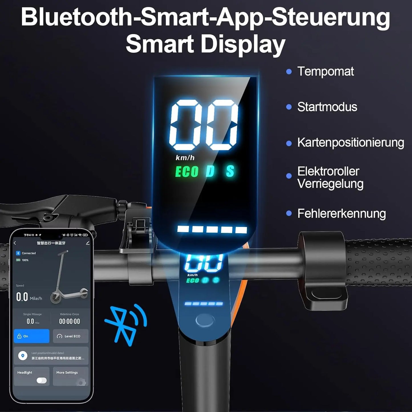 TODIMART T6 ABE E Scooter Mit Straßenzulassung, 30-35 km range, 350-500W brushless motor, dual brakes, and 8.5-inch run-flat tires