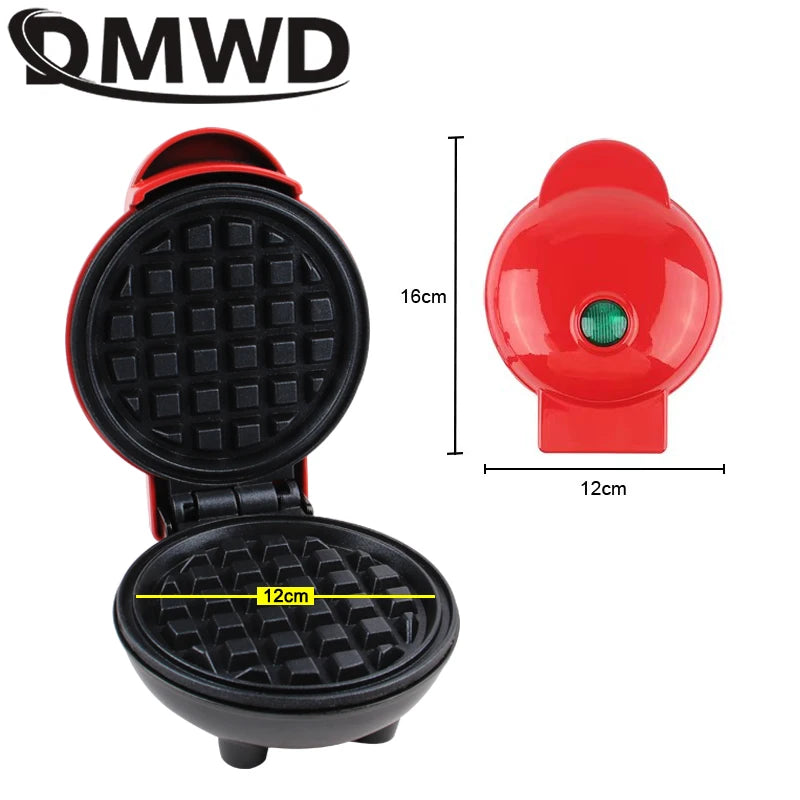 DMWD Electric Mini Waffle Maker Double-Sided Heating Home Breakfast Roaster Kitchen Small Dessert Cooking Machine 110V/220V