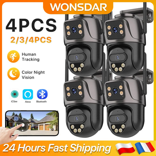 WONSDAR 4/3/2 PCS Option IP WIFI Camera Dual Lens Dual Screen Outdoor Camera Motion Security Protection CCTV Surveillance iCSee
