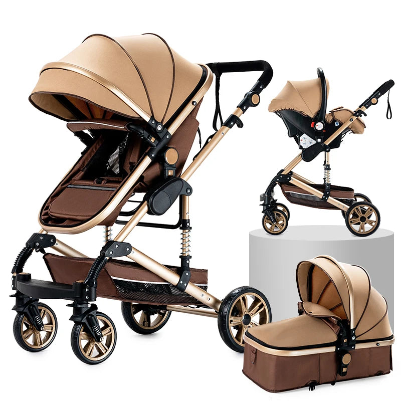 Deluxe Baby Travel System Stroller with Bassinet & Car Seat — One-Hand Quick Fold, Lightweight and Portable for Adventures