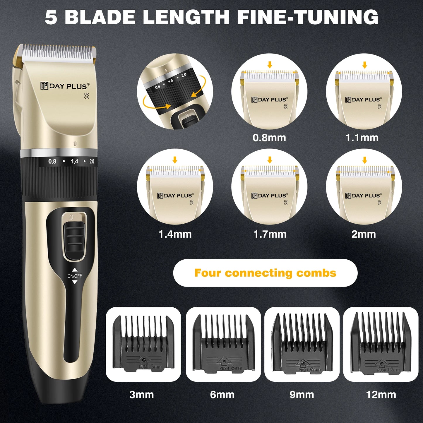 Professional Hair Trimmer, All-in-1 Body Hair Trimmer, Cordless Precision Trimmer, 90 Minutes Ultrasonic Sharp Blade for Men, Ki