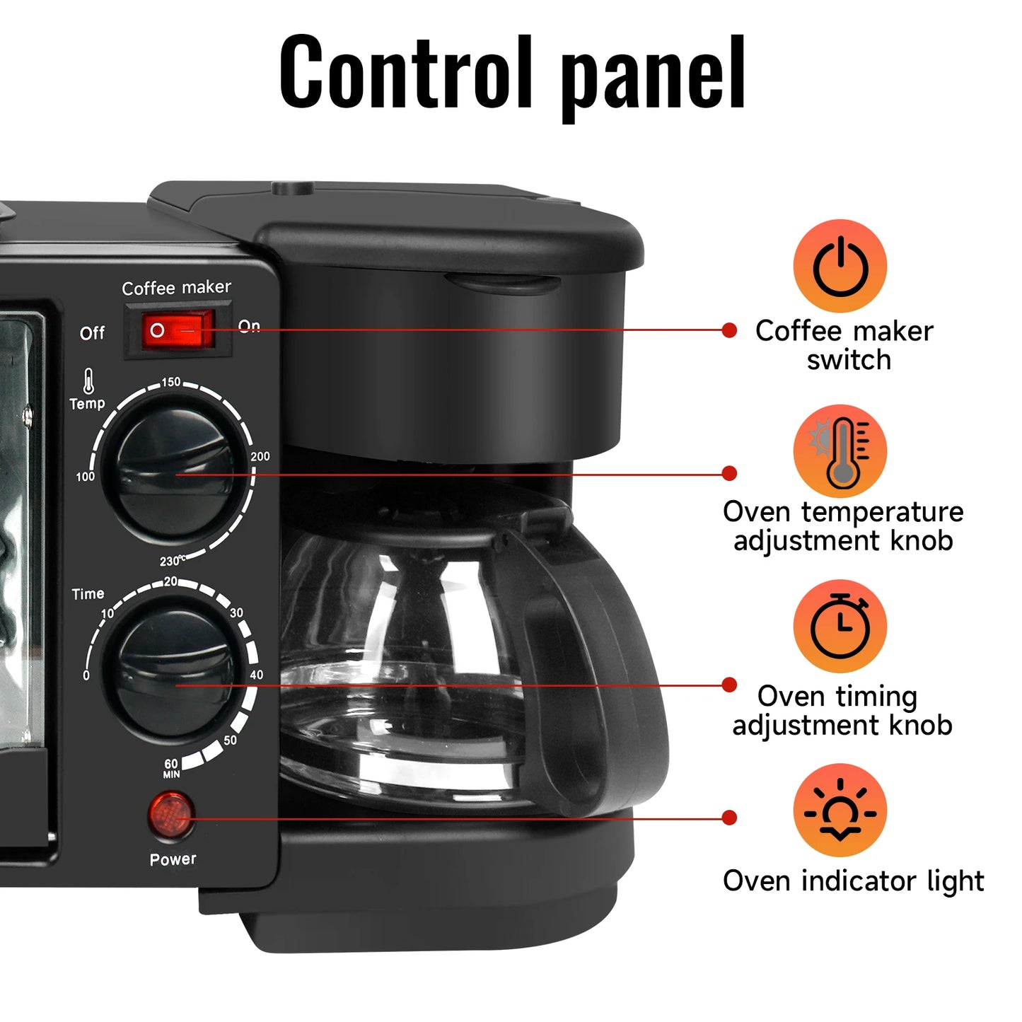 3 In 1 Electric Household Multifunctional Breakfast Machine Sandwich  Multifunction Coffee Maker Oven Bread Pizza Frying Pan