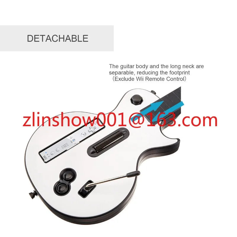 White Wireless Hero Rock Band With Straps WII Guitar Hero Controller for Hero and Rock Band Games
