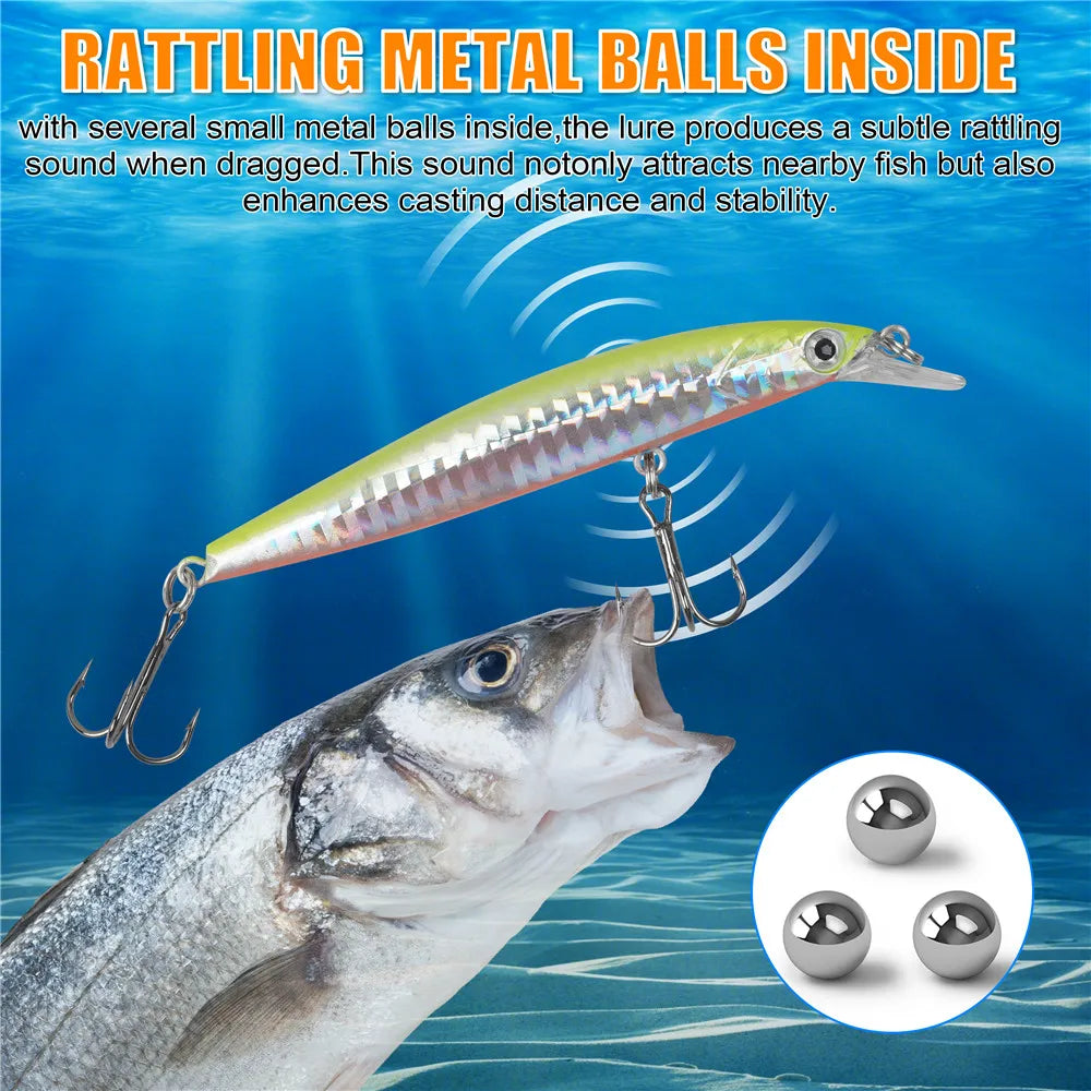 8pcs Minnow Lures for Bass Jerkbait Crankbaits Fishing Hard Baits Swimbaits Pencil Artificial bait Trout lure Fishing Equipment