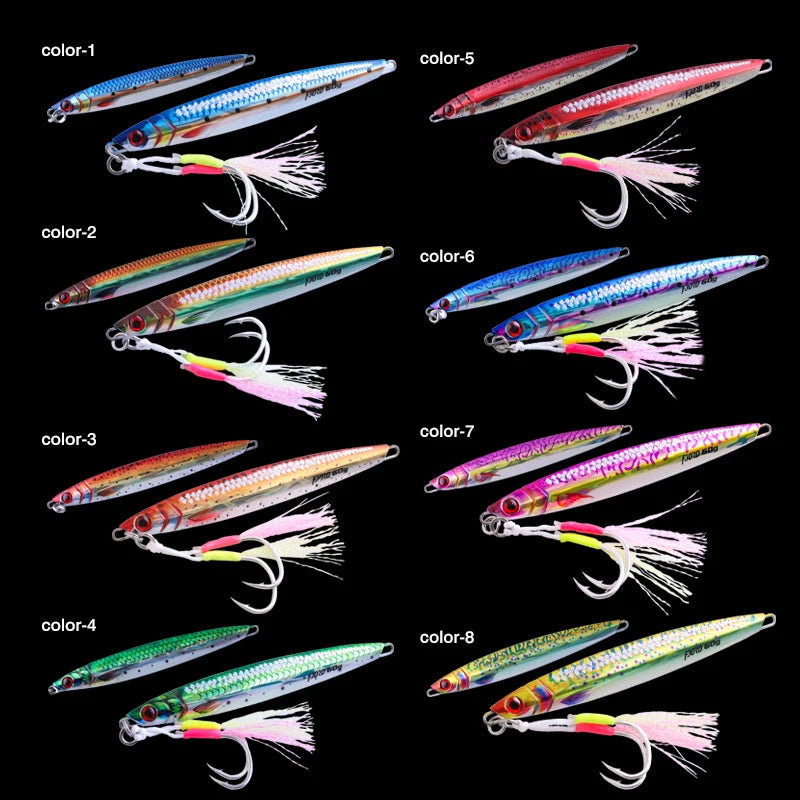 FJORD 3D Printing Metal Jig Night Glow Vertical Jig 40g 60g 80g Laser Strong Glow Silk UV Point Pike Hook Fishing Lure Supply