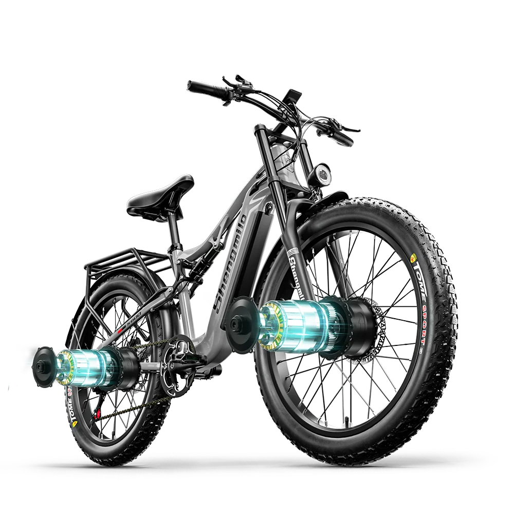Shengmilo S600 Electric Bicycle Men's E-Mountain ebike with Two Motor, 48V840WH Battery,26" Fat Tire Adult Electric Bike