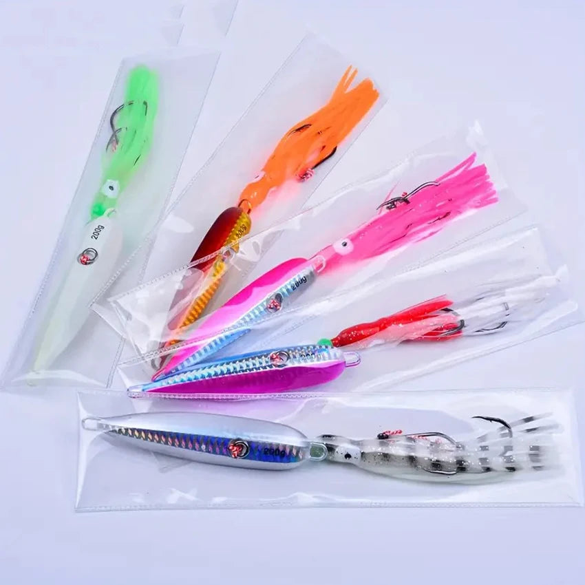 1Pcs Inchiku Jig Lures 40g-200g Slow Metal Jig Luminous Squid Hook Sinking Saltwater Spinning Fishing for Marlin Snapper Grouper