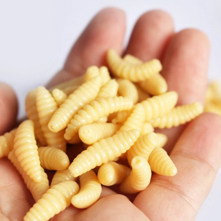 Wholesale 2cm 0.3g Maggot Soft Fishing Lure Silicone Smell Grub Fishing Worms Artificial Fishy Bait 1000/500/300/200/100/50PCS
