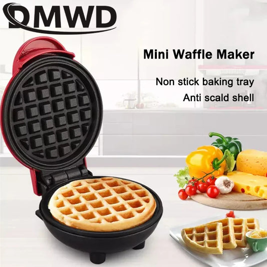 DMWD Electric Mini Waffle Maker Double-Sided Heating Home Breakfast Roaster Kitchen Small Dessert Cooking Machine 110V/220V