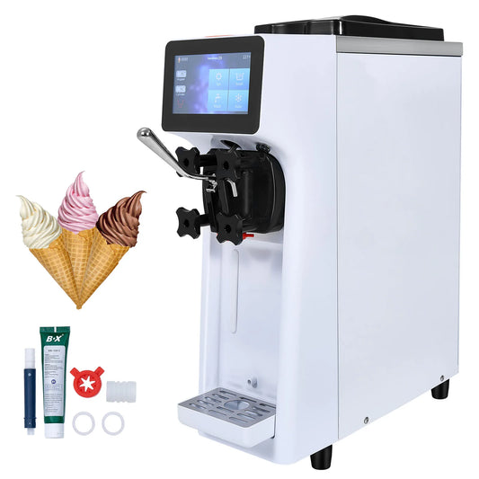 VEVOR Commercial Ice Cream Machine 10.6 QT/H Yield 1000W Single Flavor Countertop Soft Serve Ice Cream Maker 4L Hopper  Cylinder