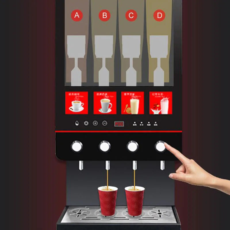 Commercial Milk Tea Vending Machine  Four Flavors Instant Coffee Maker Fully Automatic Soy Milk Machine For Coffee Shop