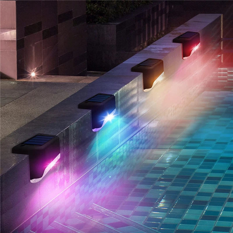 Outdoor Solar LED Step Lamp Waterproof Path Stair Garden Lights Balcony Decoration for Upstairs Downstairs Patio Fence Yard
