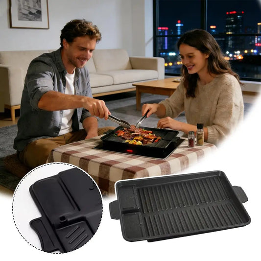 Korean Rectangle BBQ Grill Pan Portable Non-Stick Barbecue Pan Aluminum Titanium Coating Barbecue Pan For Home Party Outdoor
