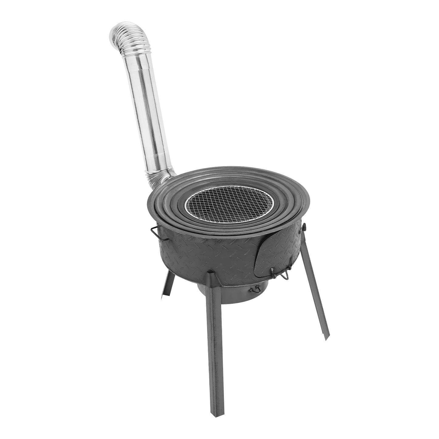 Camping Stove, Wood Burning Stove with 4 Burner Rings 20.5 Inch, Steel Outdoor Wood Stove for Cooking Heating Survival Camping