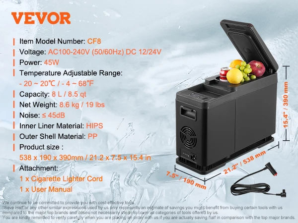 SucceBuy 8L to 75L Car Refrigerator Fridge Portable Icebox Single&Dual Zone w/Blue Tooth Temp Adjustable for Outdoor Camping RV