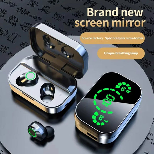 TWS Wireless Bluetooth Headset with Charge Box for Phone Noise Cancelling Mic Earbuds LED Display Headphones Sport Earphones