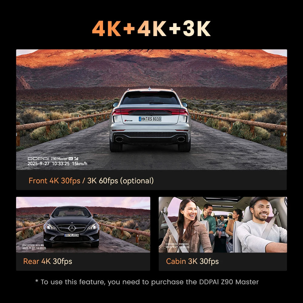 New DDPAI Z90Master 4K+4K Dual HDR Dash Cam Front Rear Car Camera Sony STARVIS 2 IMX678 ADAS Parking Monitor 5GHz WiFi 128G eMMC