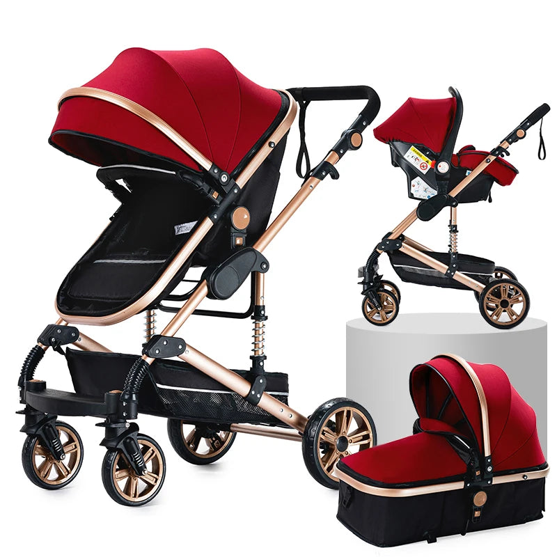 Deluxe Baby Travel System Stroller with Bassinet & Car Seat — One-Hand Quick Fold, Lightweight and Portable for Adventures