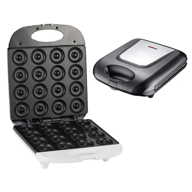 Mini Donut Maker Machine 1400W for Breakfast Snacks Desserts with Non Stick Surface Makes 16 Doughnuts Smart Temperature Control