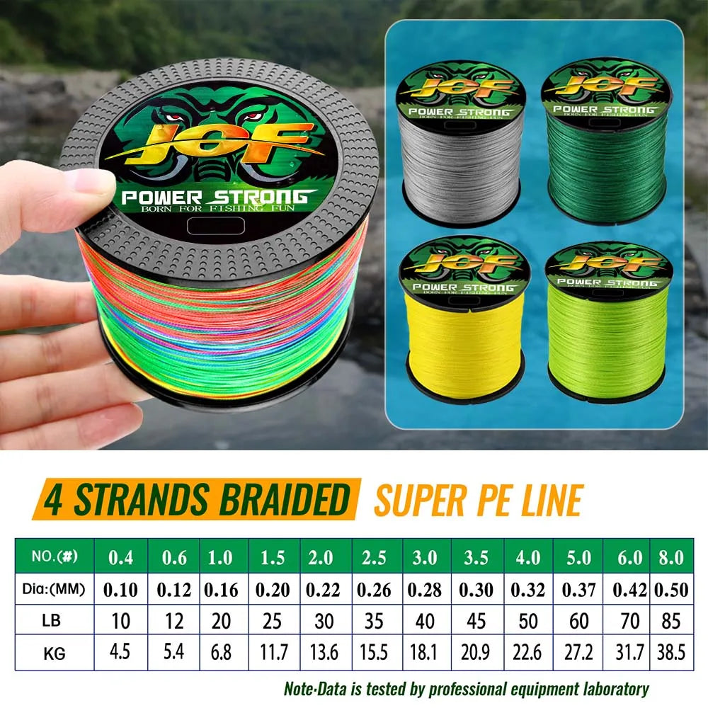 JOF 4 Braided x4 Strands 300M 100M Fly Fishing Line Multifilament Wire Pesca  10-85LB  Carp Sea Saltwater Weave Extreme Japan